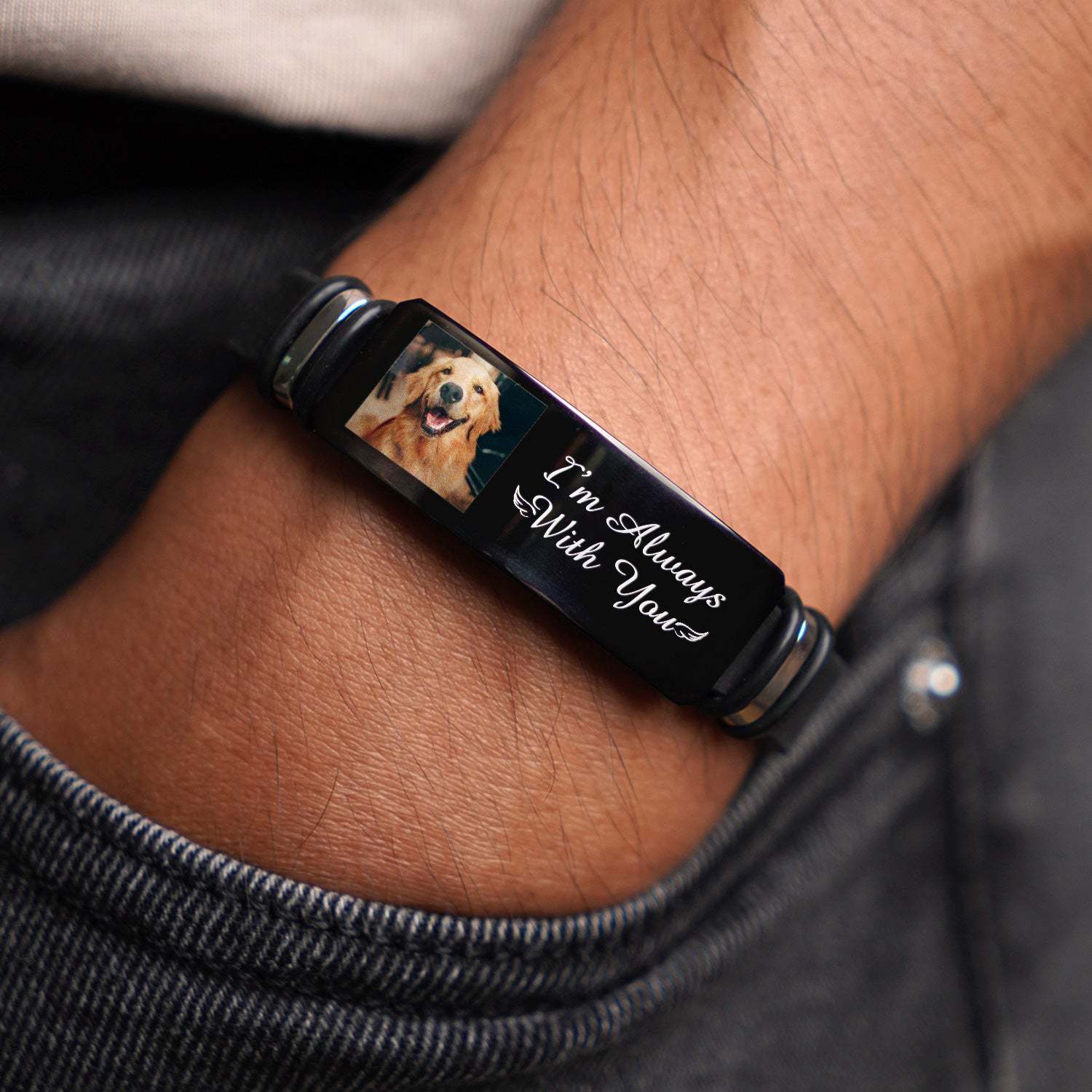 Custom Photo Bracelet I'm Always With You - Memorial Gift For Pet Lover, Dog Mom, Cat Dad