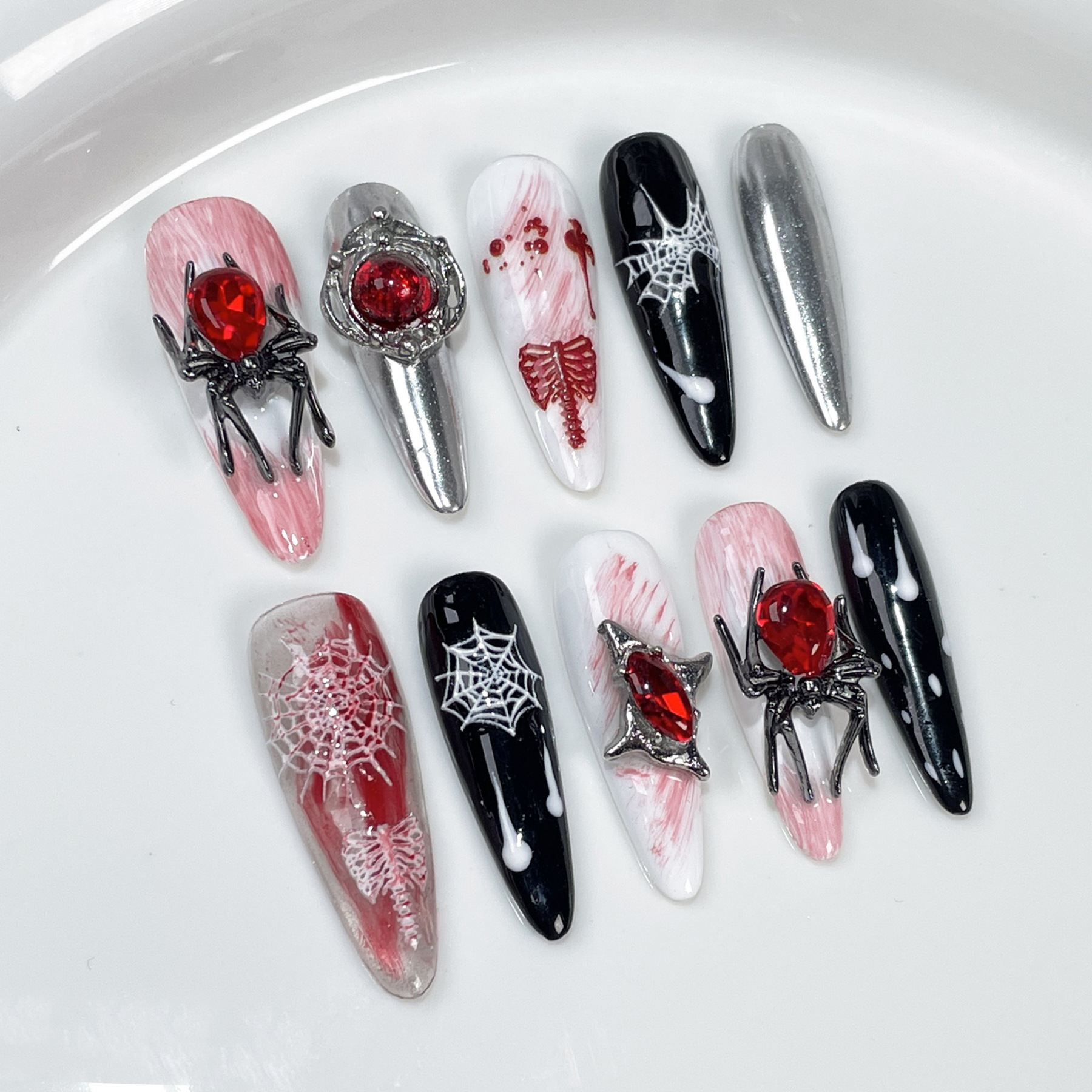 Handmade Halloween Press-On Nail Tips-CU464