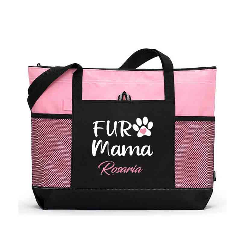 Fur Mama Paw Print Personalized Tote Bag