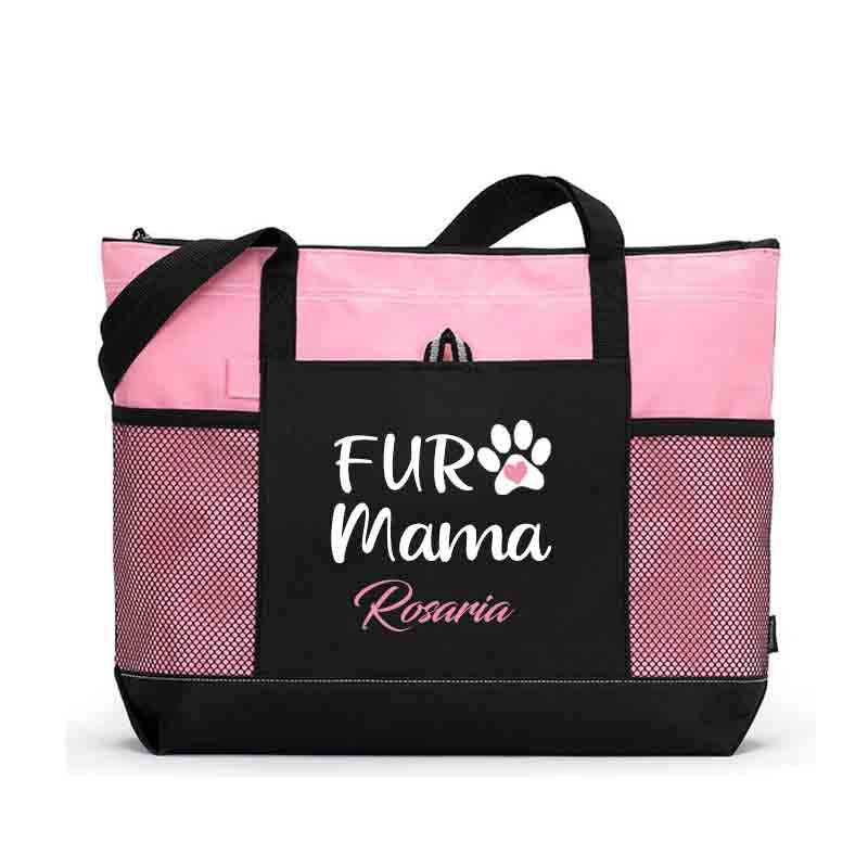 Fur Mama Paw Print Personalized Tote Bag