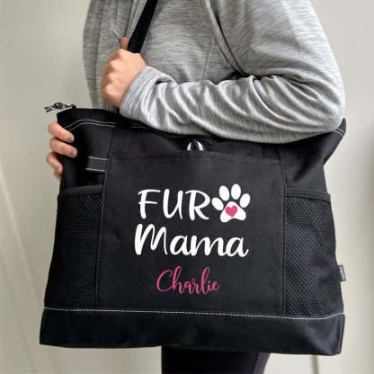Fur Mama Paw Print Personalized Tote Bag