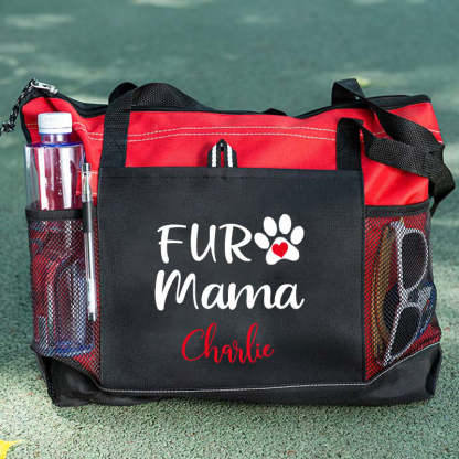 Fur Mama Paw Print Personalized Tote Bag