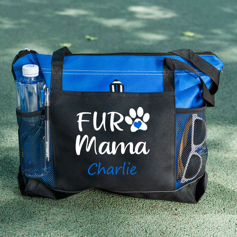 Fur Mama Paw Print Personalized Tote Bag