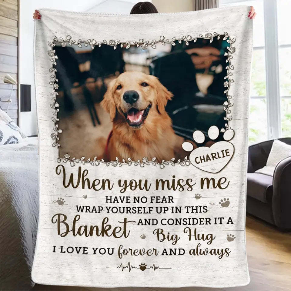 Custom Photo A Big Hug From Me - Memorial Personalized Custom Blanket