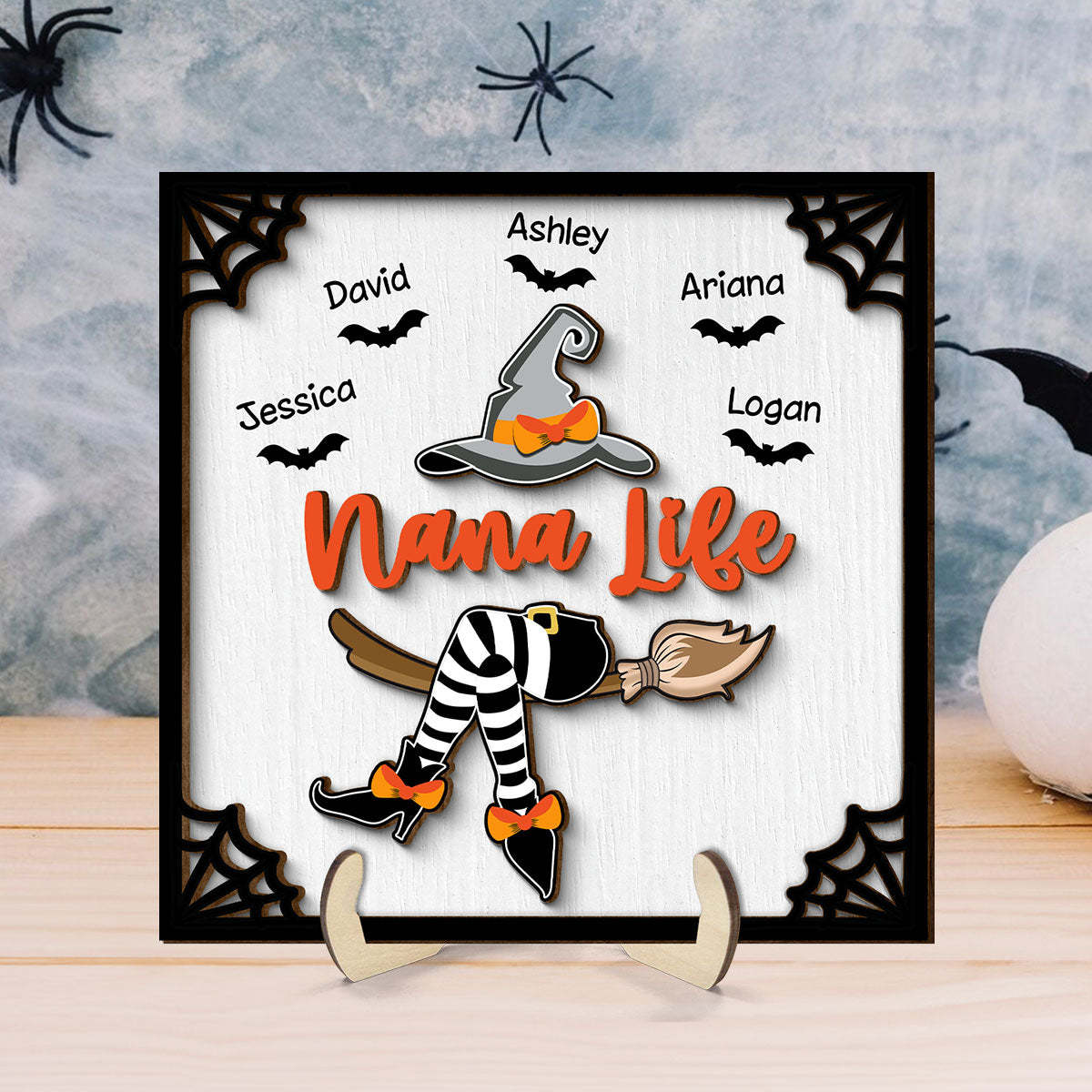 Grandma Witch Halloween Personalized 2-Layer Wooden Plaque