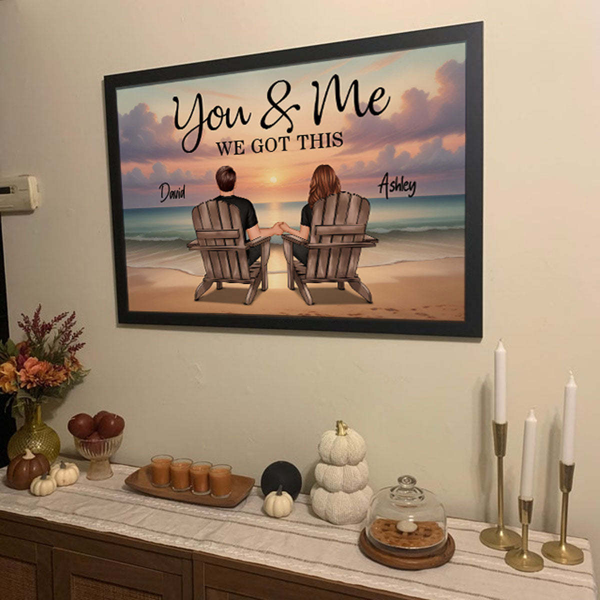 Eternal Sunset Personalized Beach Landscape Couple Poster Anniversary Gift Wedding Gift