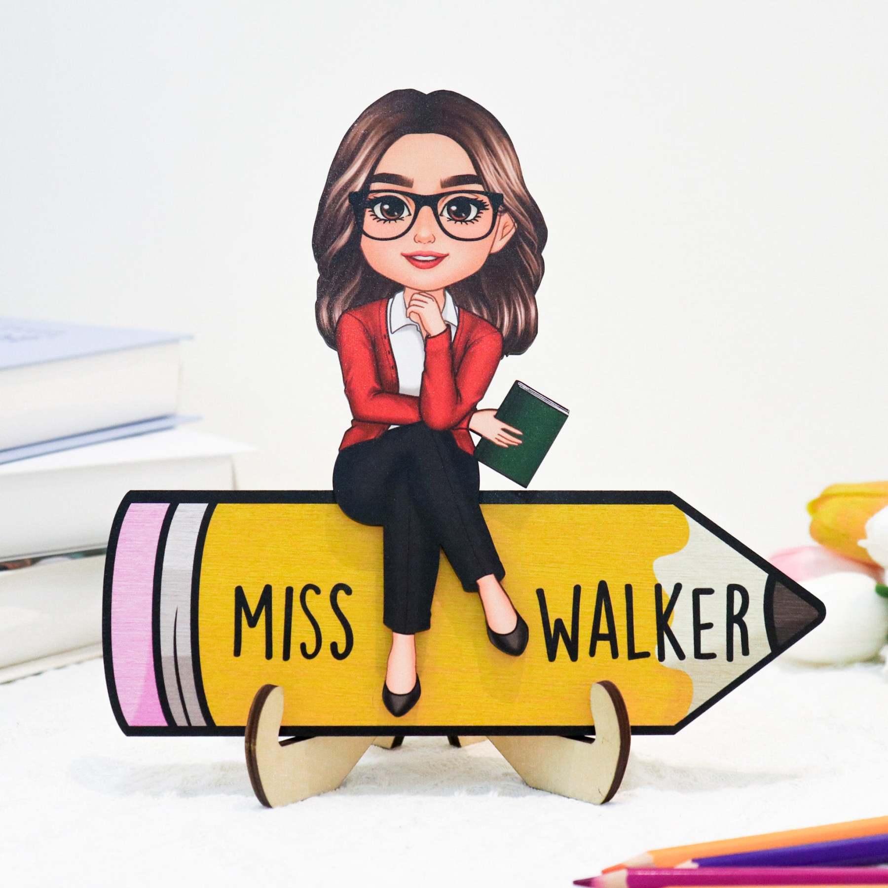 Personalized 2-Layer Wooden Plaque Office Decor for Teacher