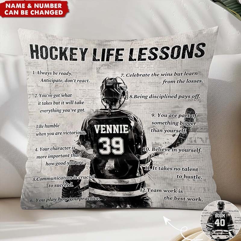 Personalized Hockey Life Lessons Pillow-Gift For Hockey Lovers