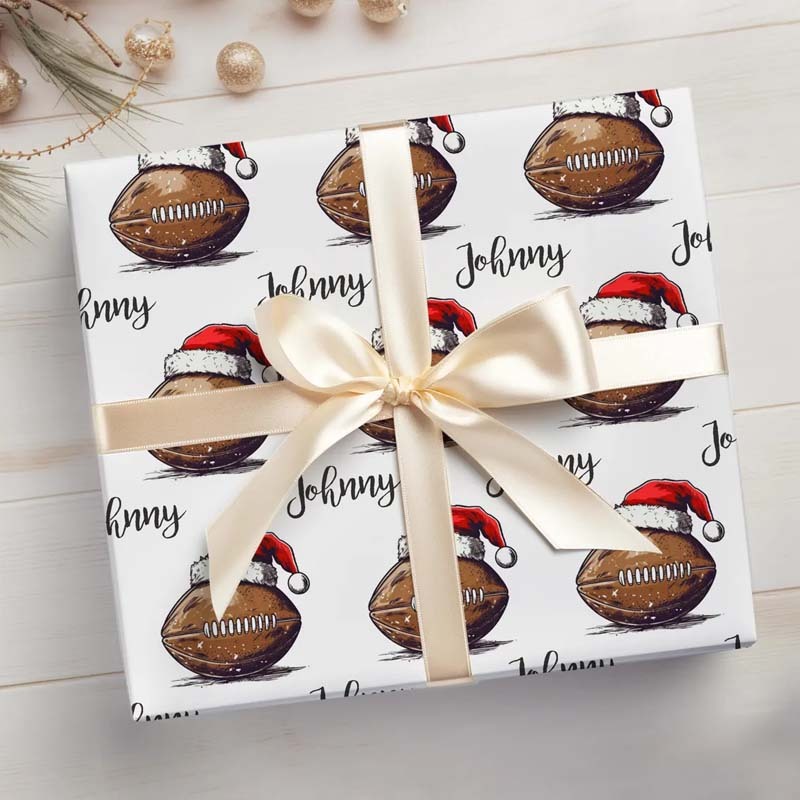 Personalized Football Fan Christmas Wrapping Paper For Football Lover