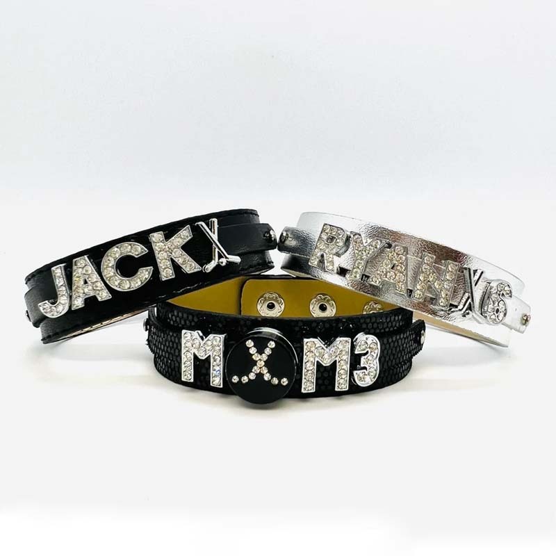 Personalized Hockey Leather Charm Bracelet Gift For Hockey Lover