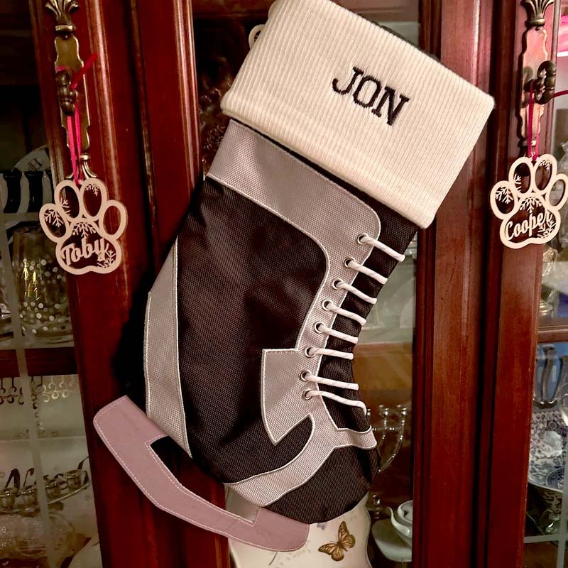 Hockey Skate Personalized Christmas Stocking Custom Stocking Hockey Team Gift