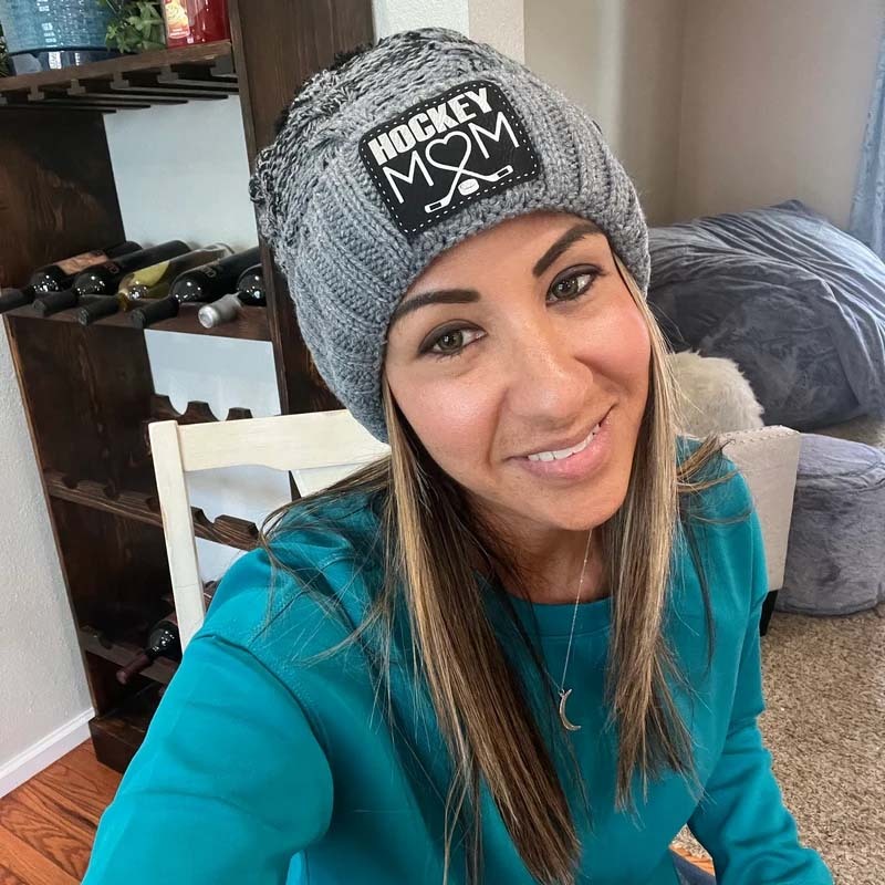 Custom beanie with pom - Hockey Mom hat