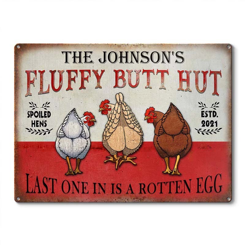Personalized Chicken Fluffy Butt Hut Nuggets Customized Classic Metal Signs