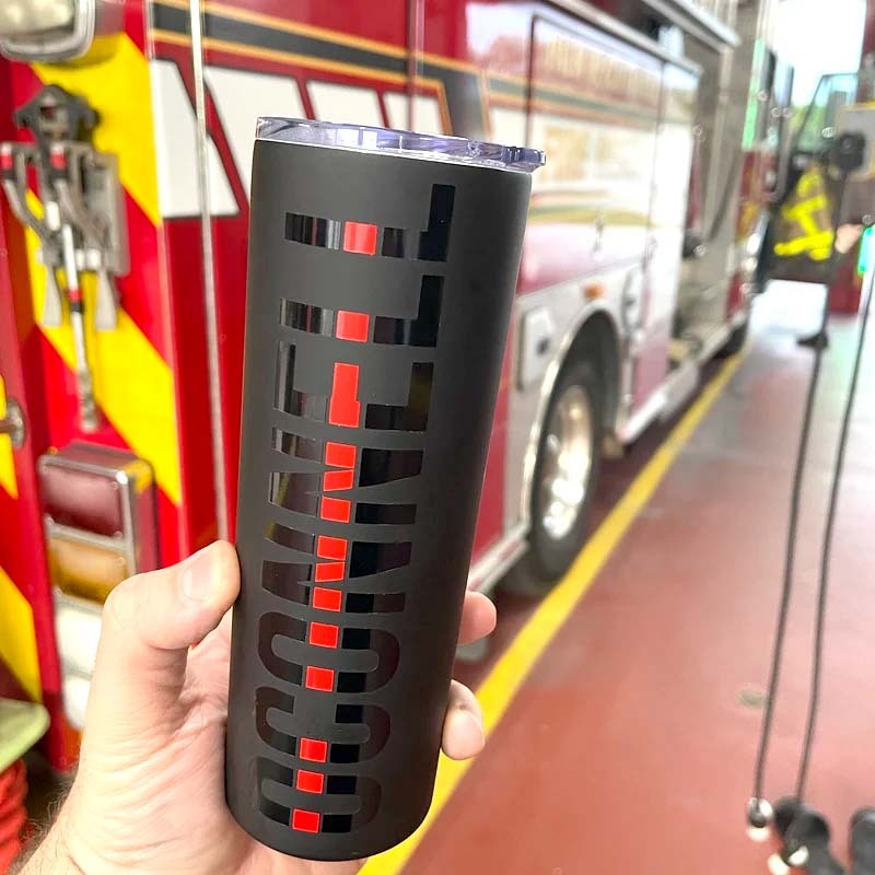 Personalized thin blue line/thin red line 20oz tumbler - Gift For Police/Firefighter