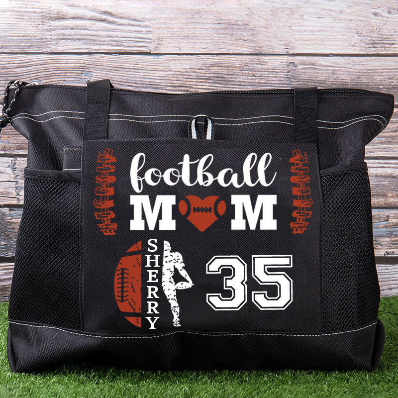 Custom Football Mom High-capacity Tote Bag with Name & Number