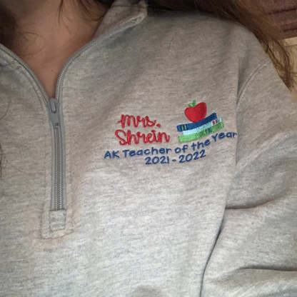 Embroidered Teacher Pullover Sweatshirt Jacket