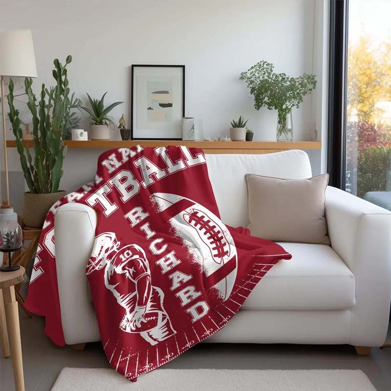 Custom Football Blanket with Name and Number Custom Name Blanket