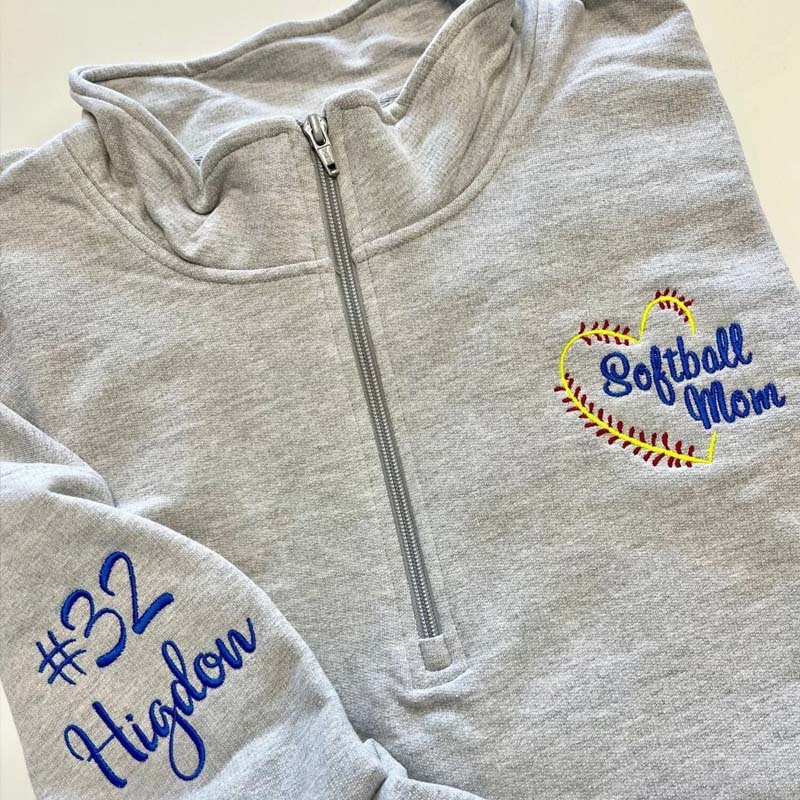  Custom Baseball mom Softball Mom sweatshirt Full Zip/Quarter Zip Hoodie