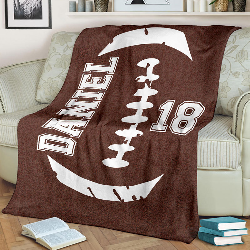 Customized Football Blanket with Your Name and Number