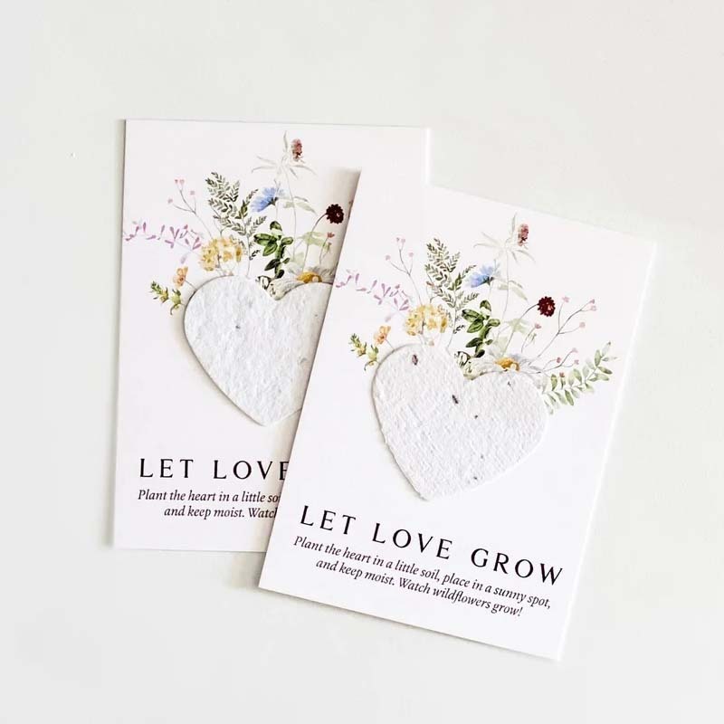 Custom Let Love Grow Wedding Plantable Seed Paper Favor Cards