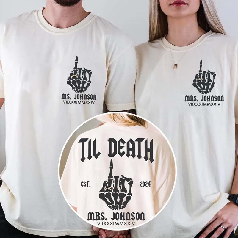 Custom Bride & Groom Shirts Funny Wedding Gift Valentine's Day Couple Outfits