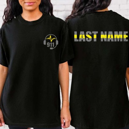 Personalized 911 Dispatcher Shirt - Thin Gold Line Shirt - 911 Dispatcher Gift