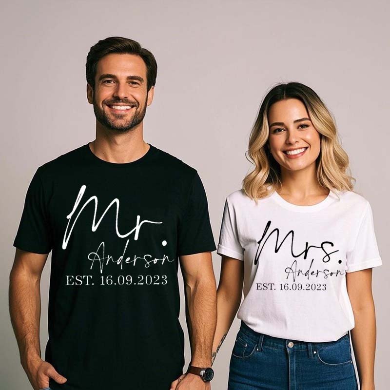 Personalized Mr. And Mrs. Shirt Custom Wifey Hubby Shirts Just Married Shirt Wedding Anniversary Gift
