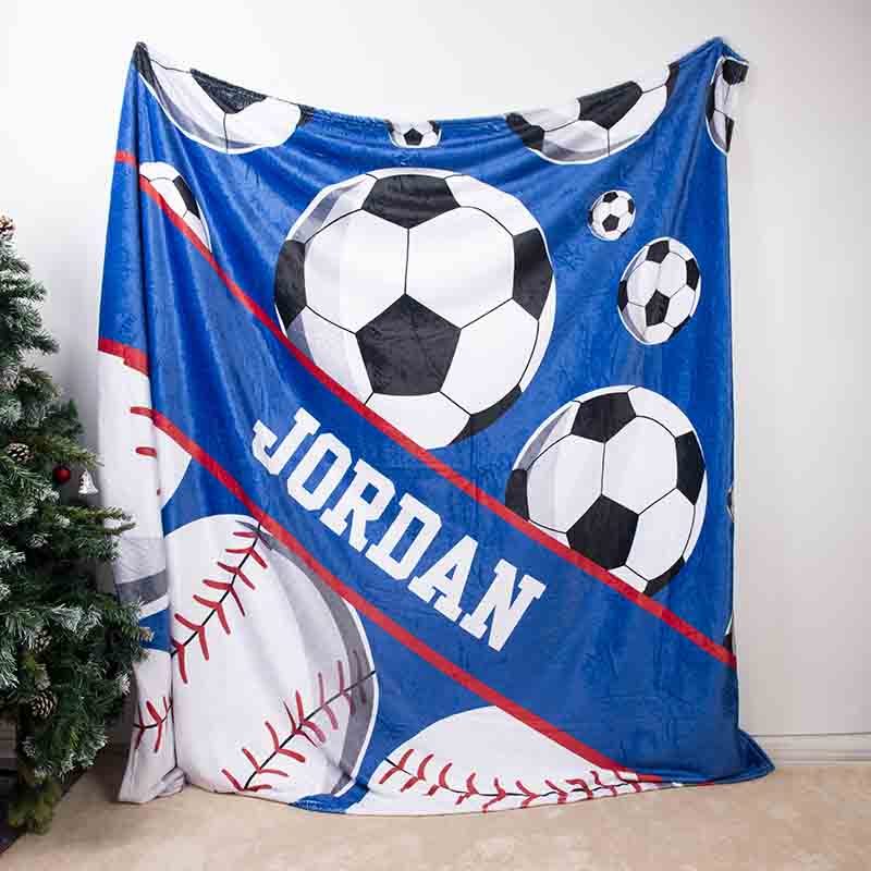 Personalized Multi Sport Ball Blanket with 2 Kinds of Sport