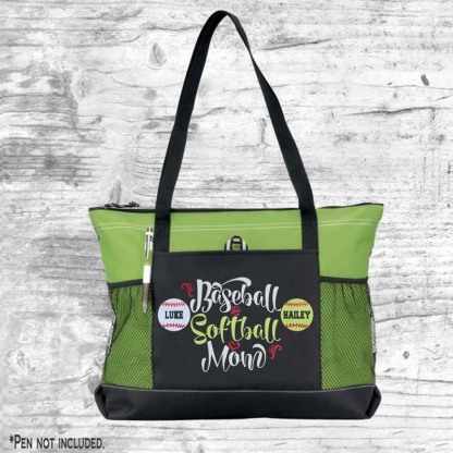 Custom Baseball and Softball Mom Tote Bag