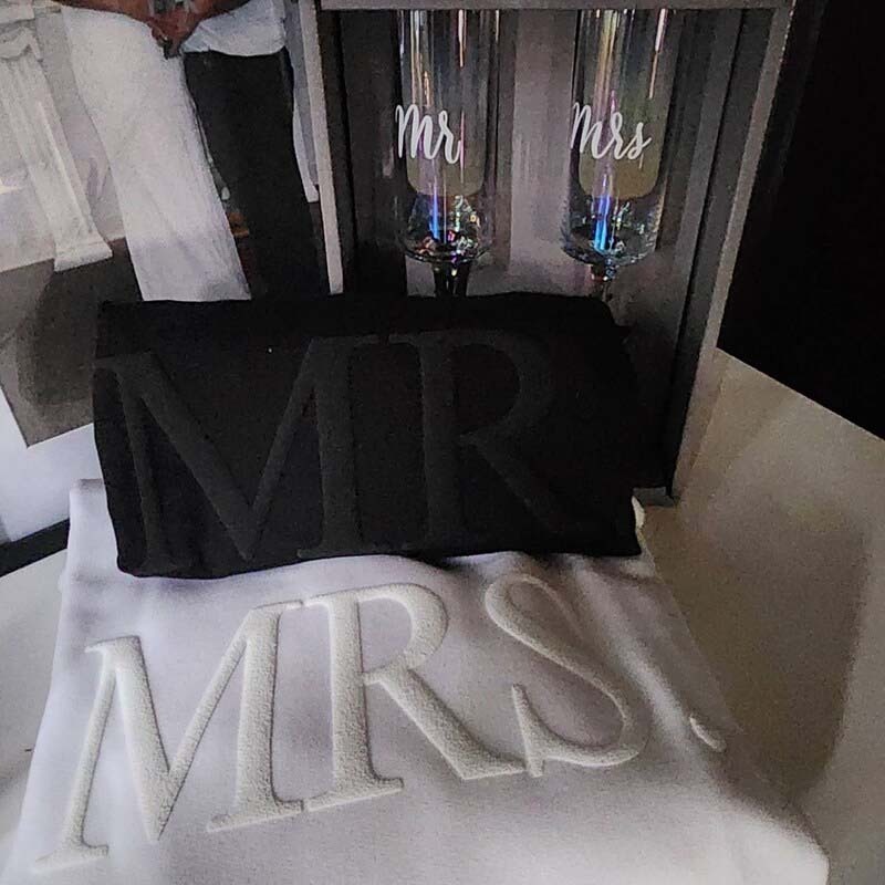 Custom Mr and Mrs Sweatshirts Embossed Mr and Mrs Tracksuit