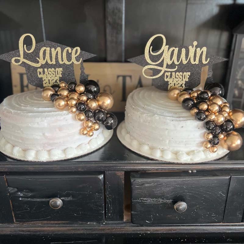 Graduation Cap Glitter Cake Topper - 2025 Grad Personalized Congrats Cake Topper Graduation Party Decor