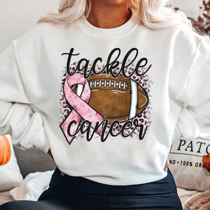 Tackle Cancer Sweatshirt, Breast Cancer Awareness, Watch Football Hoodie