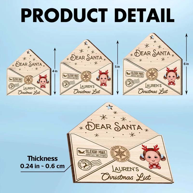 Letter To Santa Personalized Wooden Ornament, Christmas Gift For Little Ones