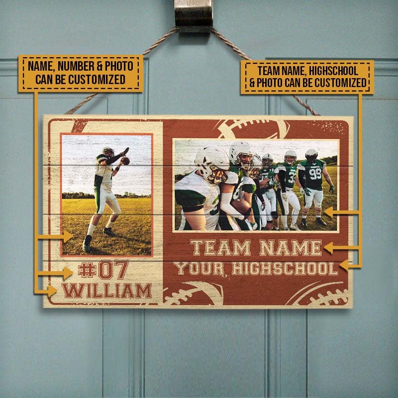 Custom Photo American Football Highschool Team Custom Wood Rectangle Sign