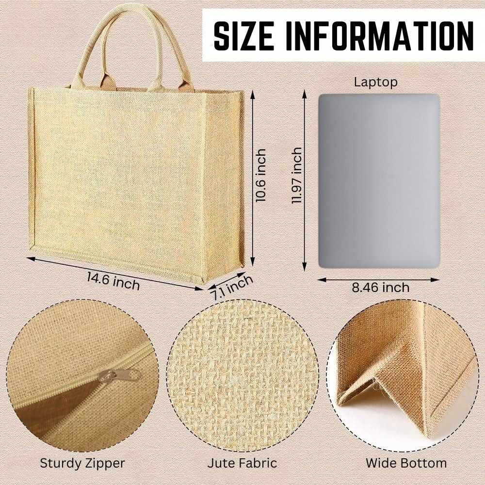 Personalized Custom Jute Tote Bag Holiday Time