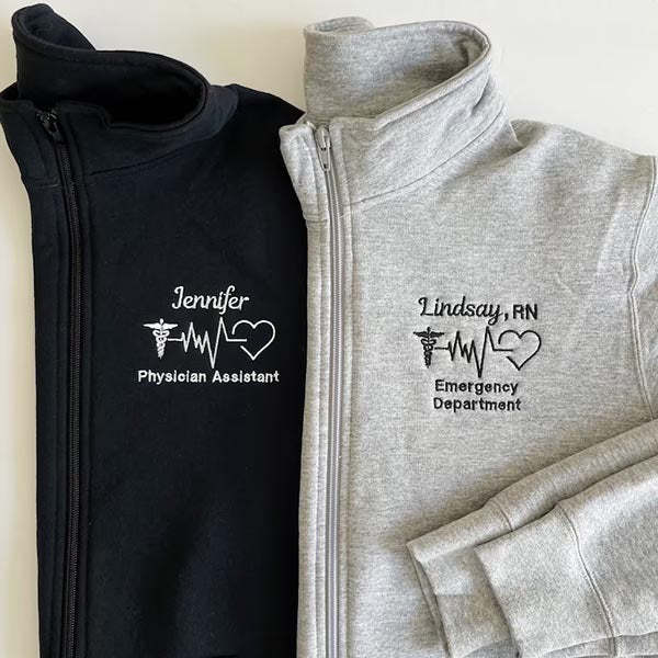 Embroidered Nurse Pullover Sweatshirt Jacket