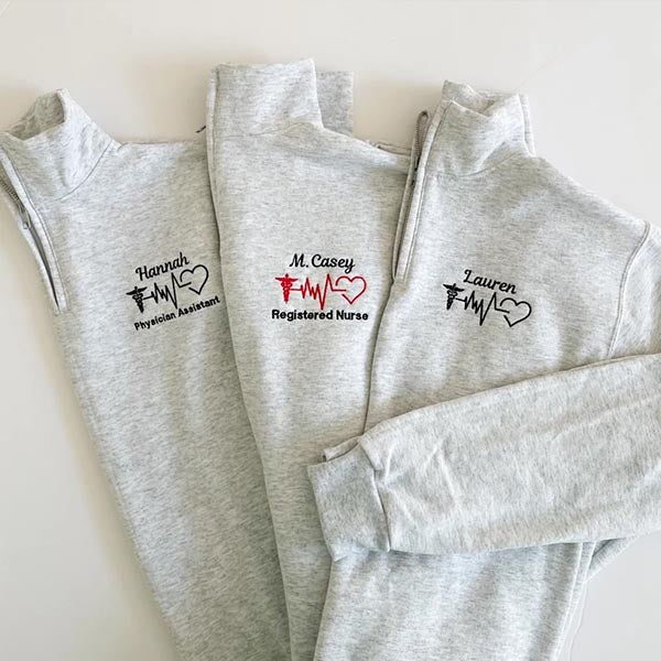Embroidered Nurse Pullover Sweatshirt Jacket