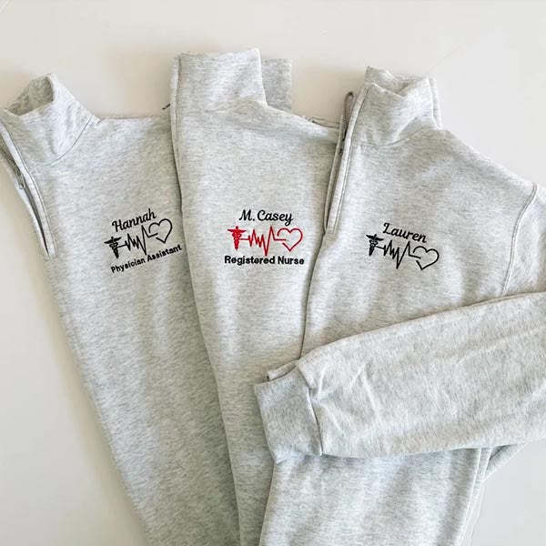 Embroidered Nurse Pullover Sweatshirt Jacket