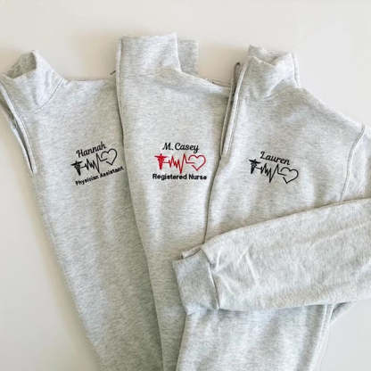 Embroidered Nurse Pullover Sweatshirt Jacket