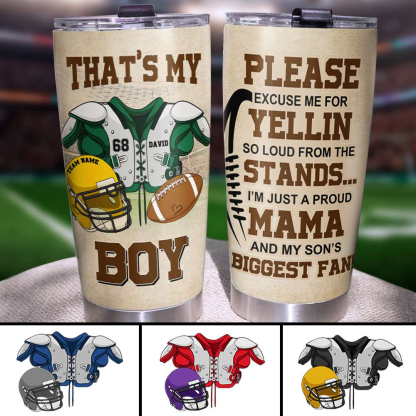 Personalized American Football Tumbler - For Mama - That's My Boy