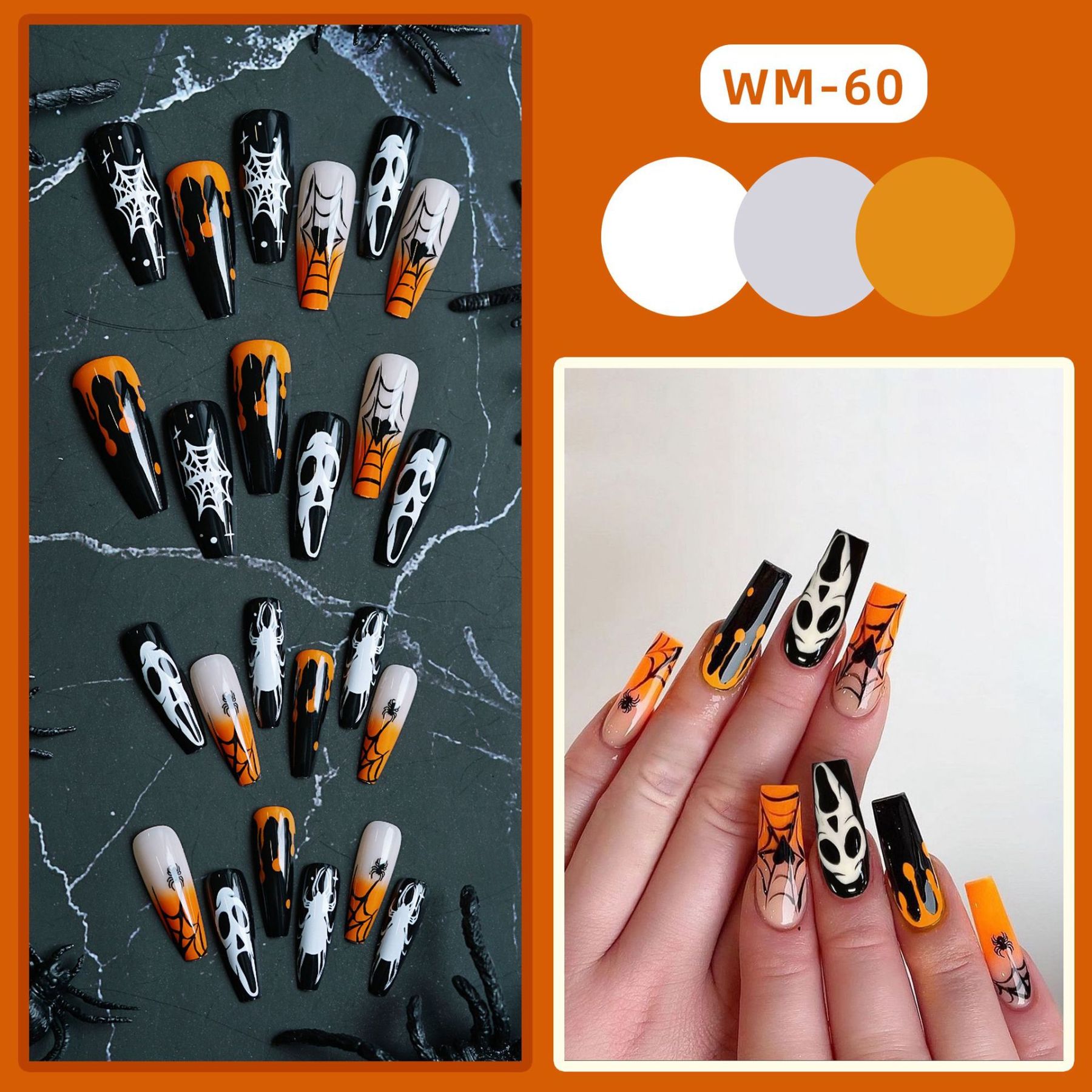Halloween Press-On Nail Tips - Set of 24 - WM-60