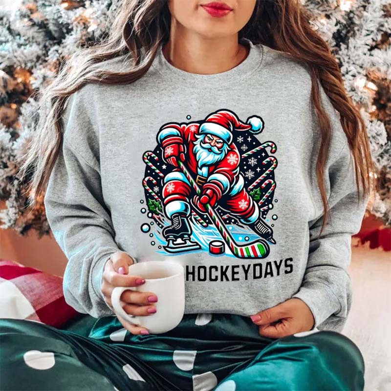 Hockey Christmas Happy Hockey days Xmas Holidays Funny Santa