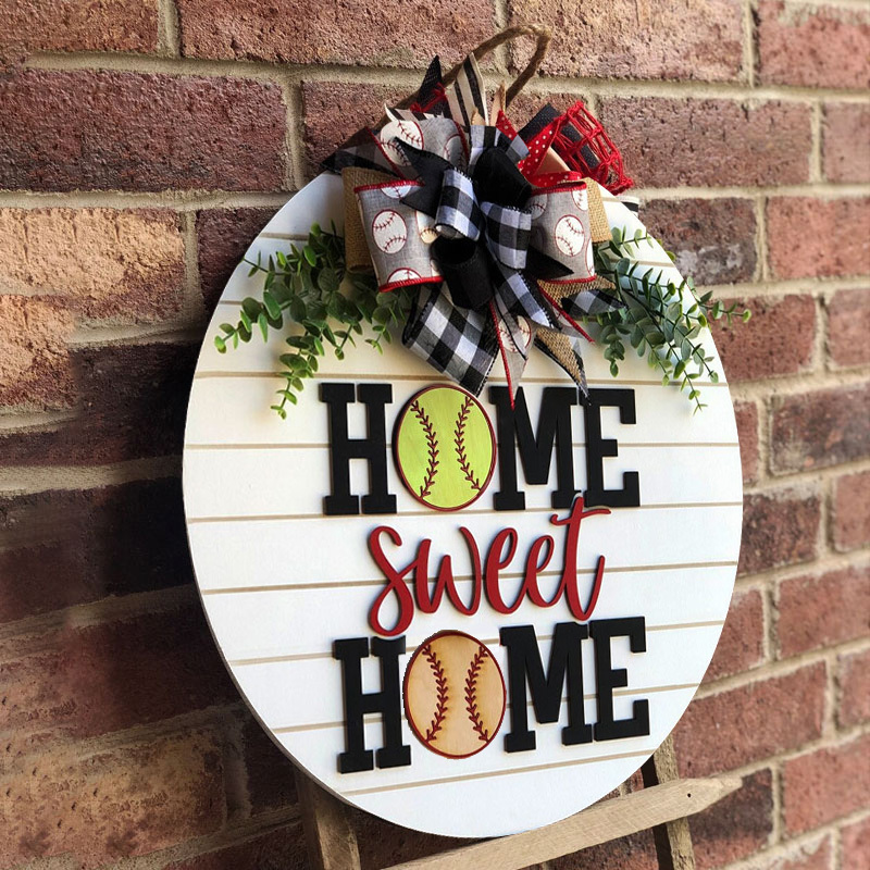 Baseball Door Hanger, Home Sweet Home Sign