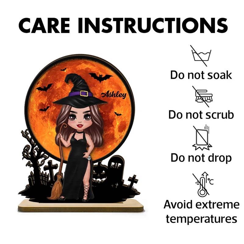 Personalized Witch Under Halloween Moon Tabletop Tier Tray Wicca Pagan Decor