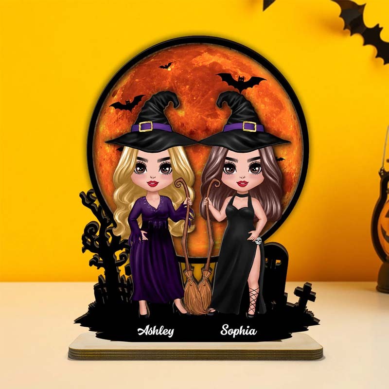 Personalized Witch Under Halloween Moon Tabletop Tier Tray Wicca Pagan Decor