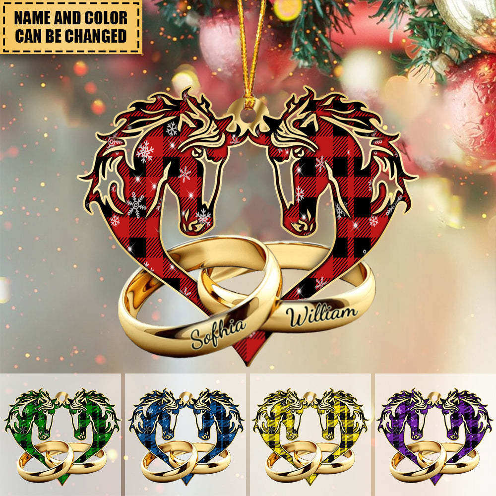 Personalized Horse Couple Wedding Rings Acrylic Ornament