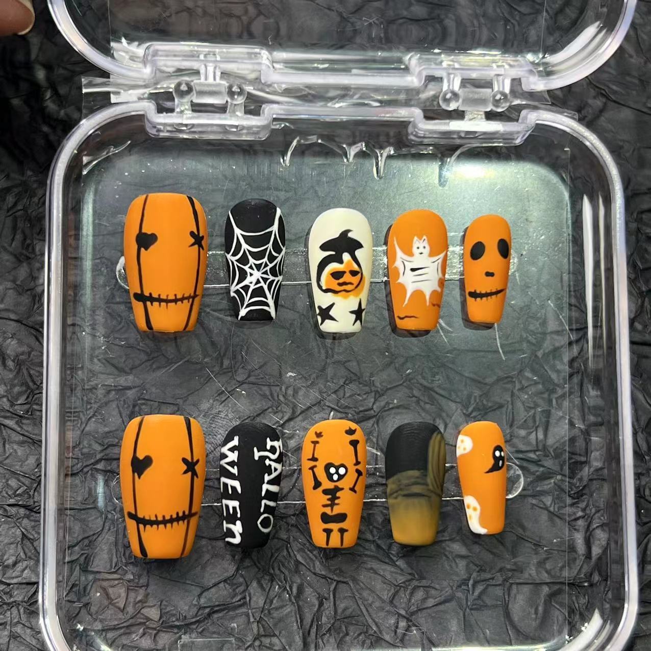 Handmade Halloween Press-On Nail Tips-yw023