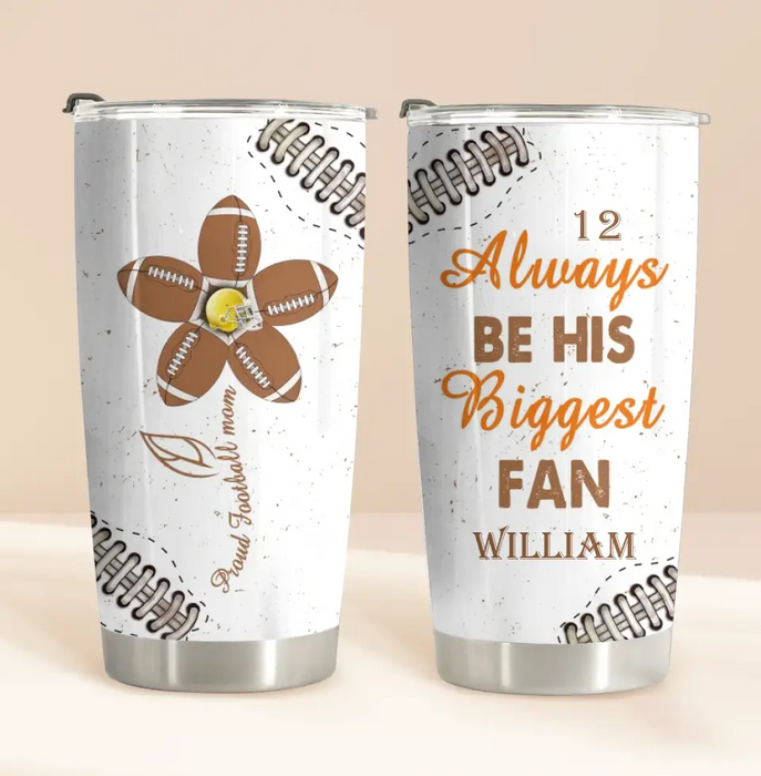 Custom Personalized Proud Football Mom Tumbler - Gift Idea For Son From Mom