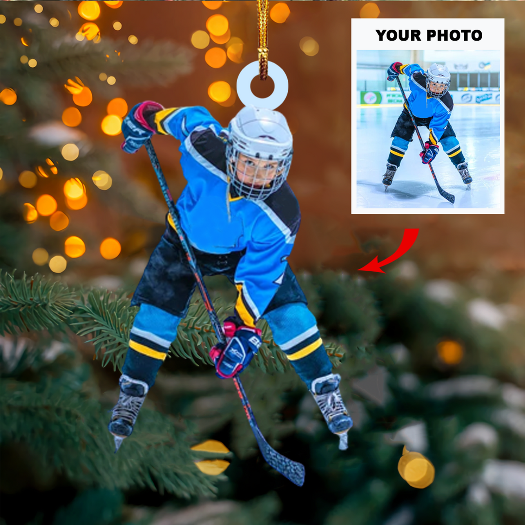 Personalized Photo Mica Ornament - Gift For Hockey Lover