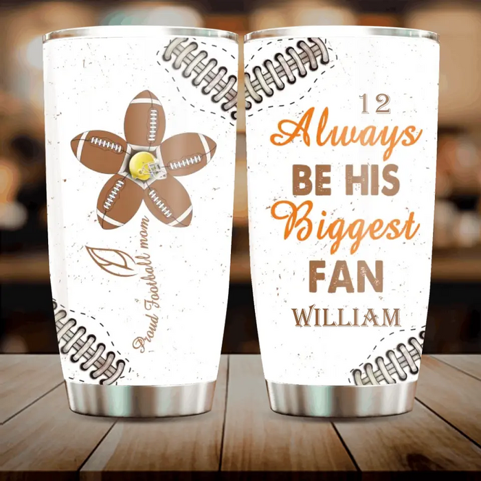 Custom Personalized Proud Football Mom Tumbler - Gift Idea For Son From Mom